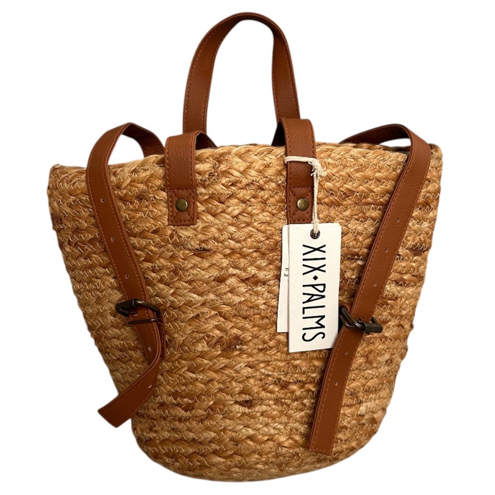 XIX Palms Shorebreak Picnic Cooler Backpack Jute Vegan Leather Insulated Liner